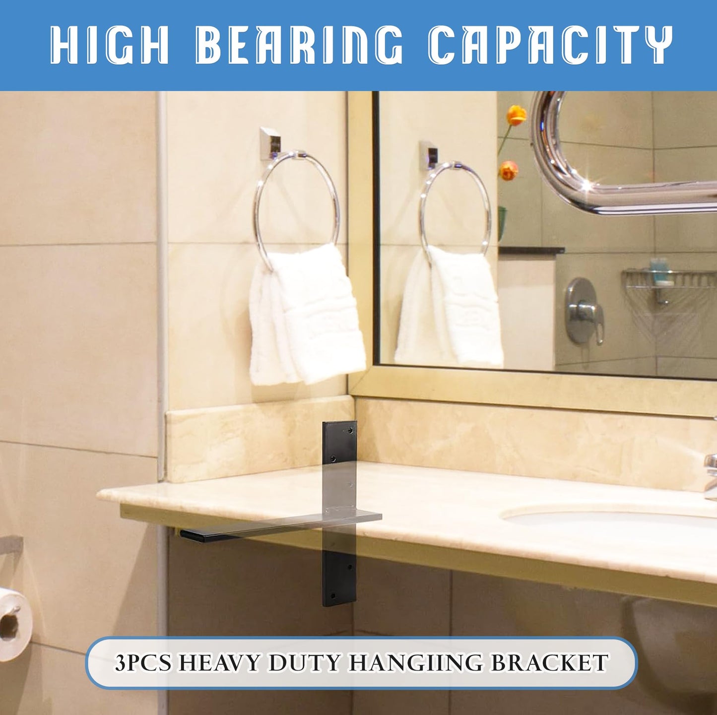 Floating Shelf Bracket 3/8" Thick Heavy Duty Shelf Brackets 4 Pack Free Hanging Countertop Support Bracket 10" Lx2.5 W Floating Wall Brackets for Cabinets, Granite, Dishwasher, Bench Seats Vanities