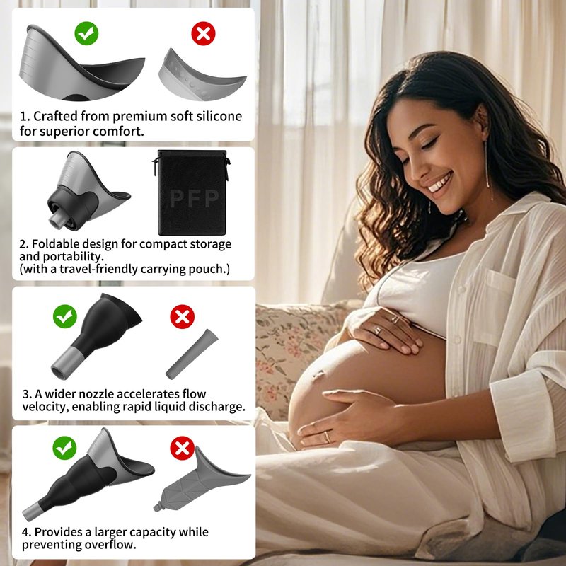 PFP Portable Female Urination Device - Collapsible Stand to Pee Silicone Funnel with Storage Pouch, Compact She Pee Cup for Festivals & Outdoor