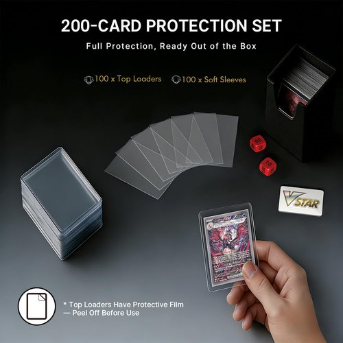 Foluck 9 Pocket Top Loader Binder - Holds 252 Toploaders | Includes 200 Card Sleeves - Premium Album for Trading Cards