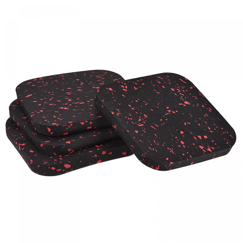 uxcell Treadmill Mat-3.9"x3.9" Exercise Equipment Mat for Floor Protection Sound Reduction, Black Red 4Pcs