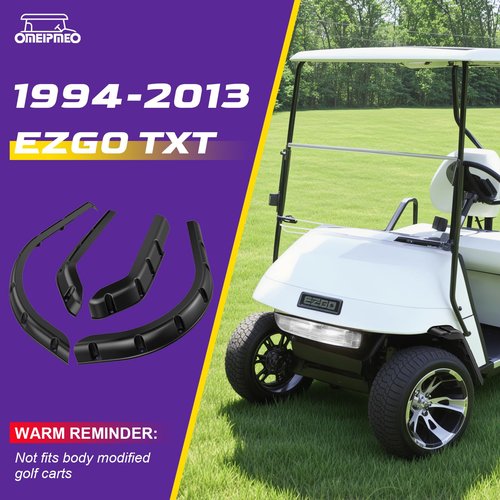 EZGO TXT Fender Flares, Golf Cart Front and Rear Fender Flares for EZGO TXT 1994-2013 Gas/Electric Golf Carts, Premium ABS Impact-Resistant Golf Cart Standard Fender Flare with Self Tapping Screws