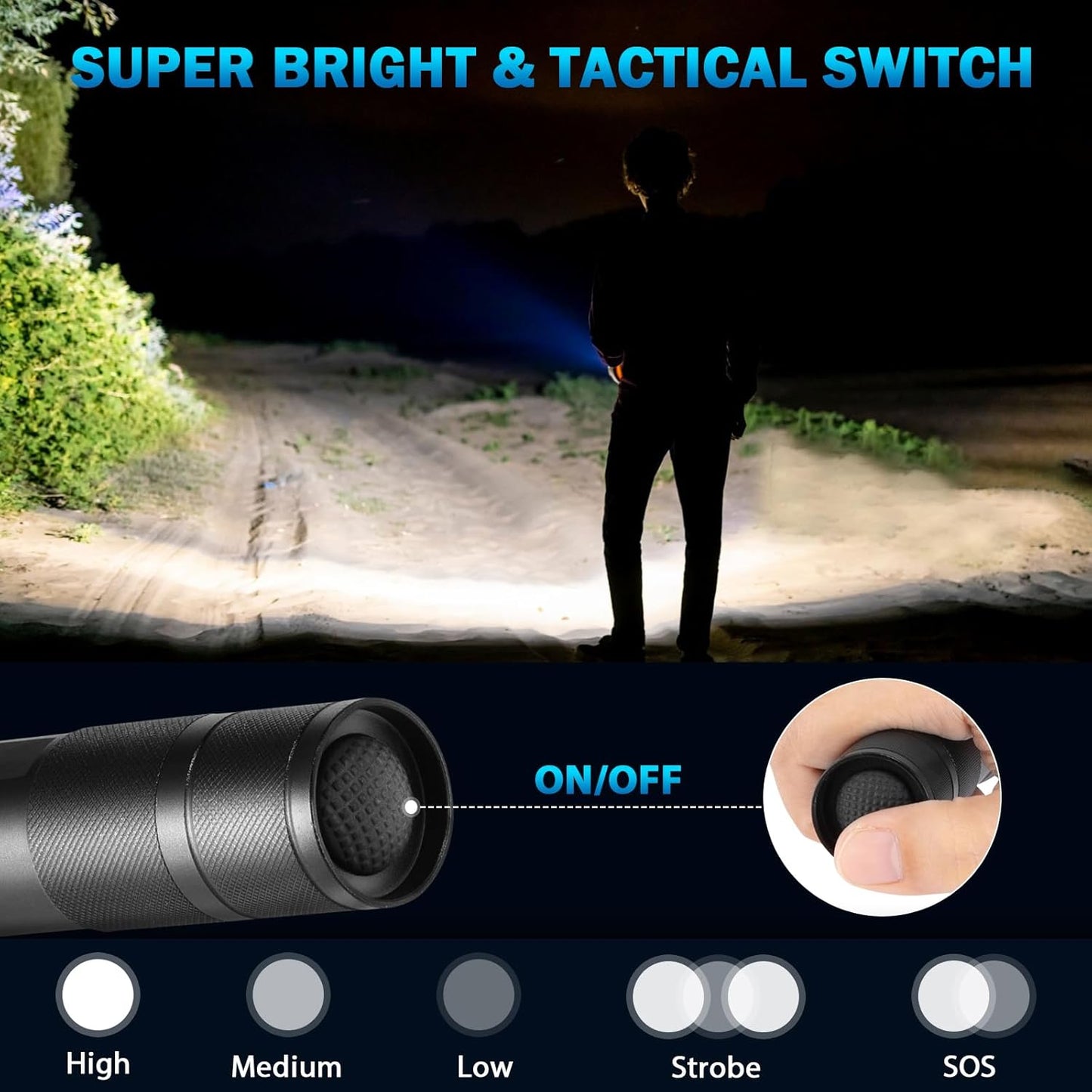 Skiennix 6-Pack LED Flashlights - High Lumens Tactical Flashlights with 5 Modes | Compact & Powerful for Home & Camping