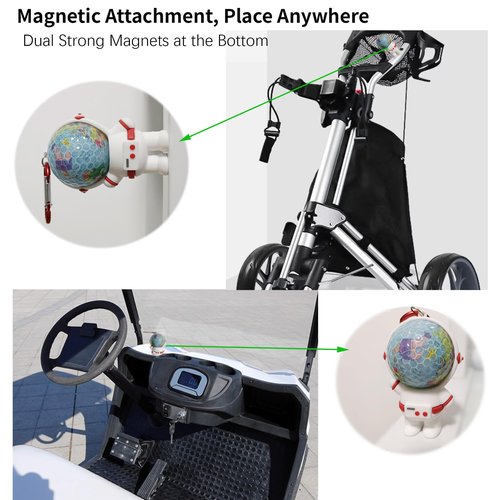 GREEN ACTION Astronaut Golf Tee Holder and Phone Stand, Includes 2 Golf Tees, Golf Ball Holder with Carabiner, Fun Golf Accessories for Men and Women, Stylish Golf Bag Accessory and Golf Gift