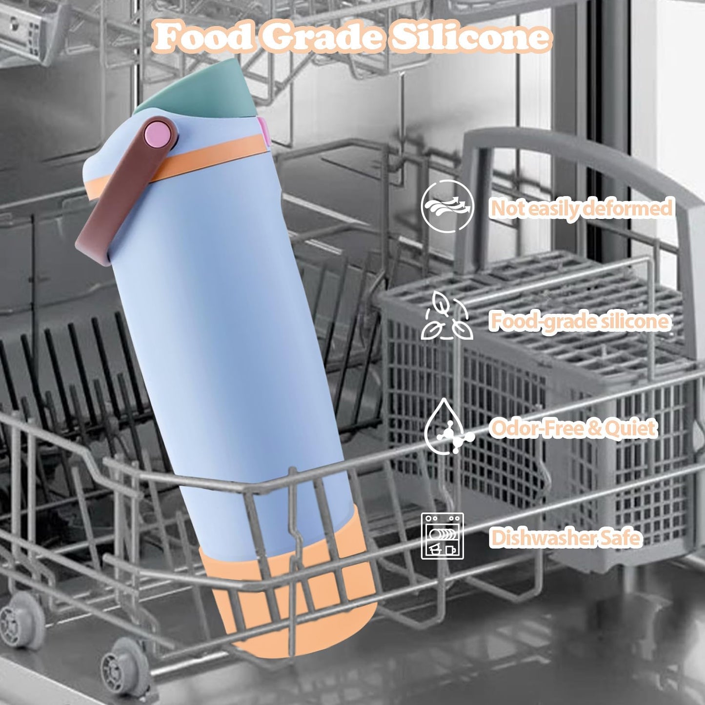 Kaitiaki Silicone Boot for Owala 30oz & 40oz FreeSip Sway Bottles & Tumblers - Non-Slip, Scratch-Resistant, Stability Enhancer, Available in 12 Colors (Opal Dream Peach)