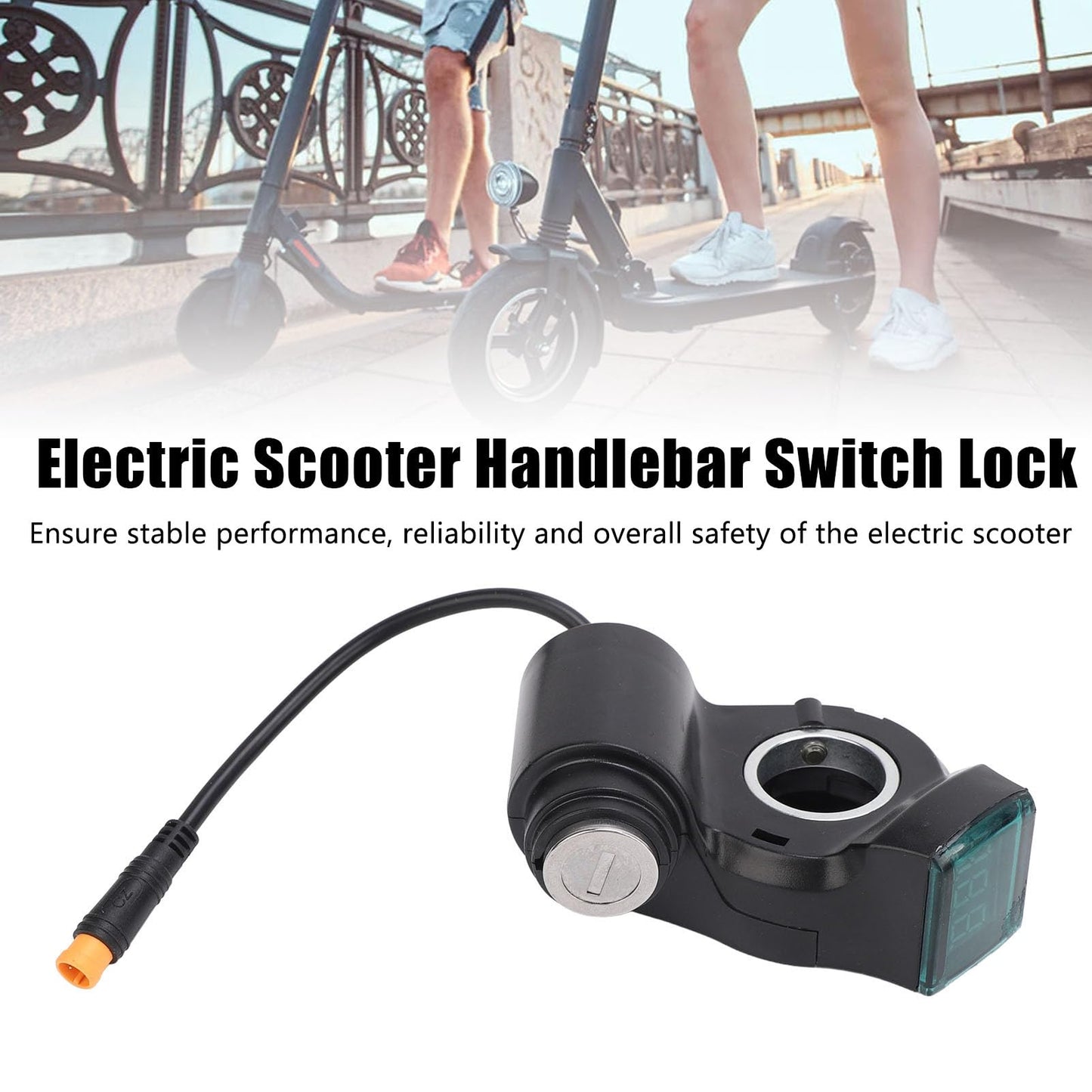 equlup Electric Scooter Handlebar Switch Lock, 3 Pin Water Proof Handlebar Switch Lock with 2 Keys Digital Handle Control for M5 ﻿Electric Scooter