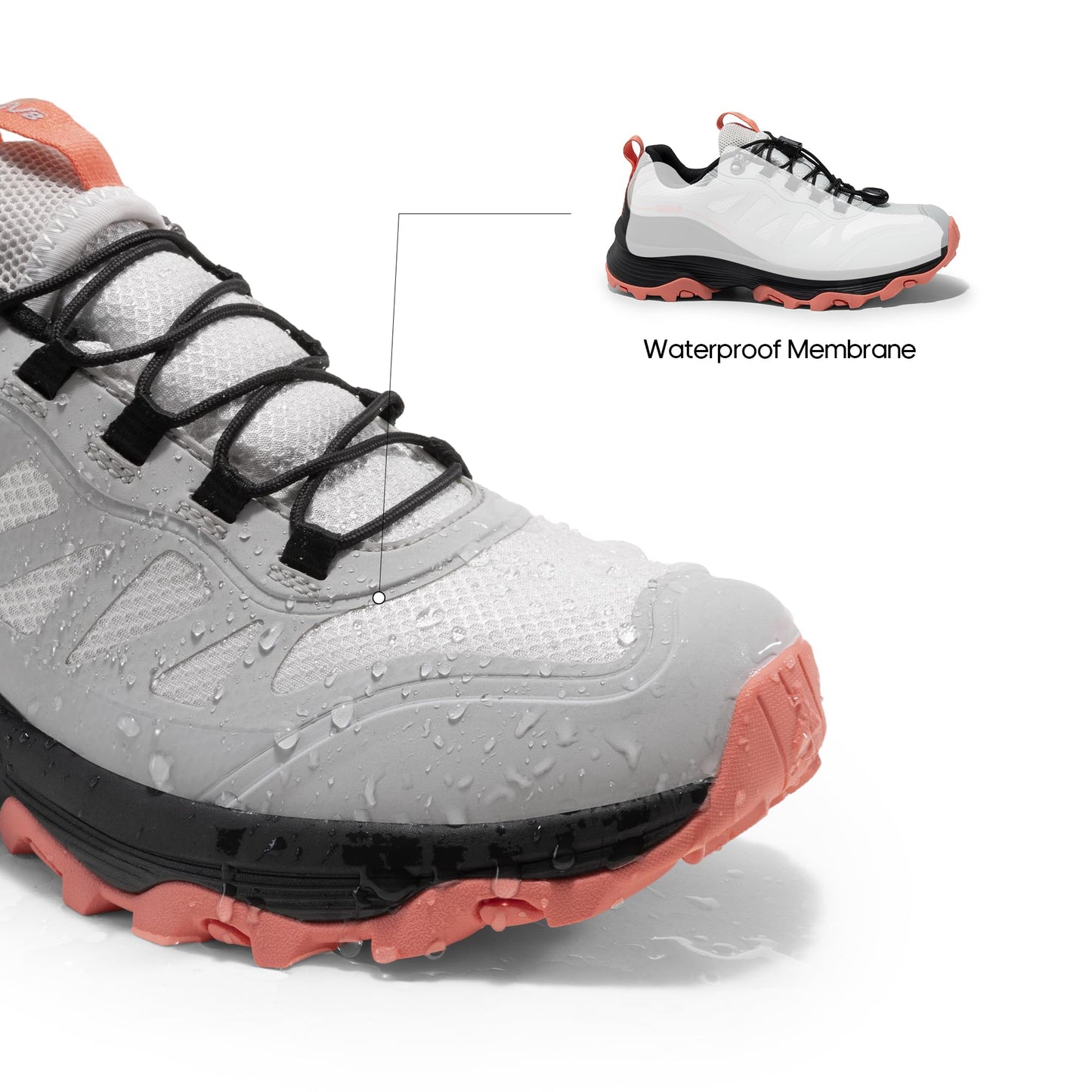 NORTIV 8 Women's Waterproof Hiking Shoes Quick Laces Outdoors Walking Trekking Camping Tennis Sneakers Canyon,Size 7.5,Grey Pink,SNHS241W