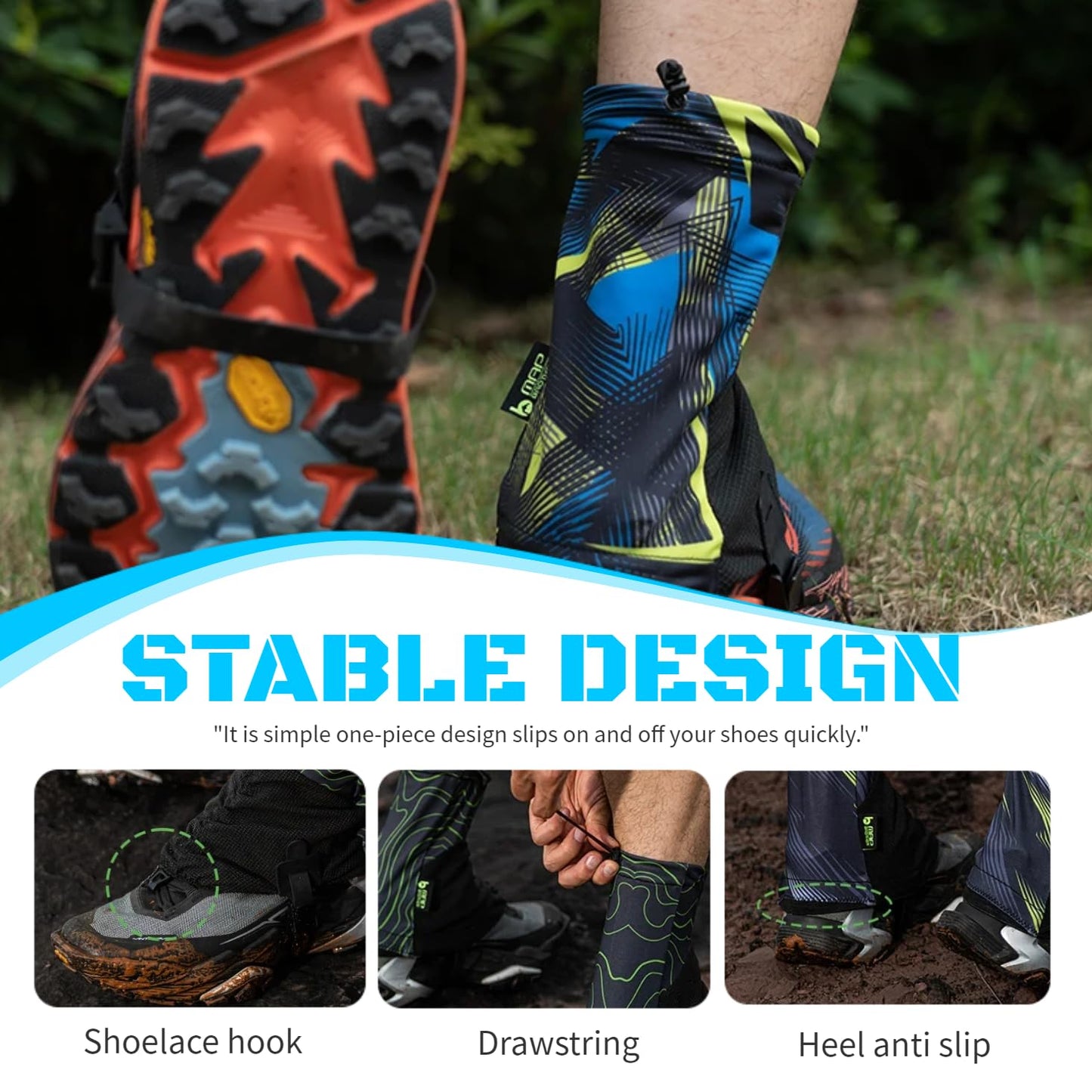 UNIQOCK Low Gaiters,Ankle Gaiters,Snow Boot Guard Gators,Shoe Gaiters,Gators for Hiking Boots,Leg Gaiters,Waterproof Hiking Gaiters for Hunting,Running,Snow,Mountain Climbing