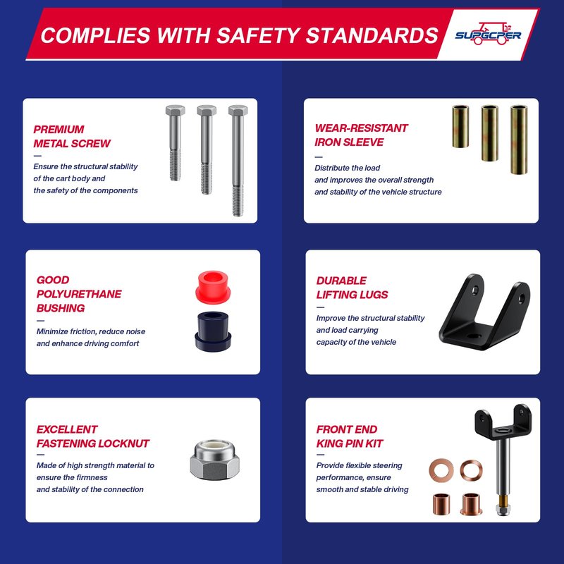 SUPGCPER Club Car Front Rear End Repair Bushing Kit for DS 1993-Up Modles, Golf Cart Deluxe Repair Kits with DS King Pin & Bushing Kit, Club Car Front End Rebuild Kit OEM# 1015583 1016386 1016384