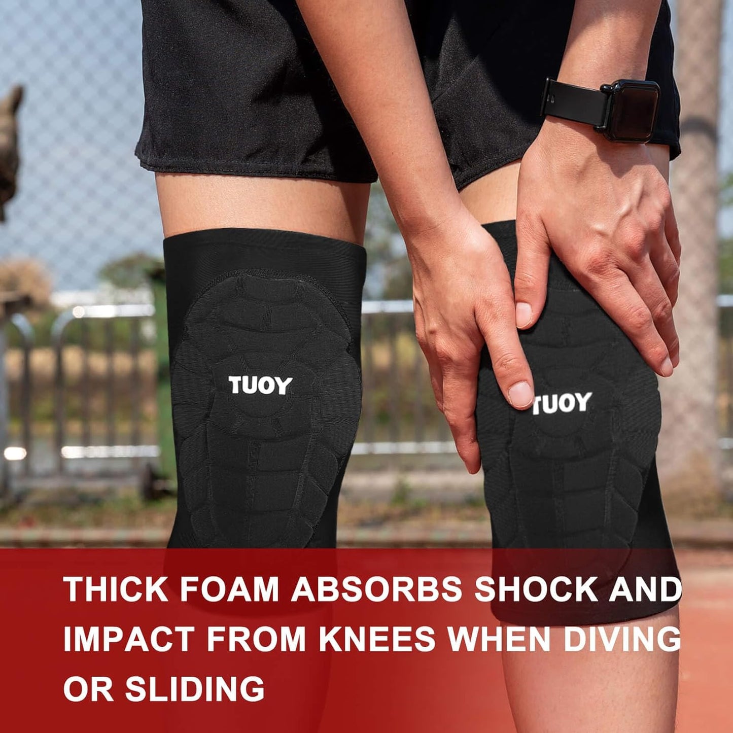 TUOY Compression Knee Pads - Padded Protection for Youth & Adults | Comfortable Fit (1 Pair)