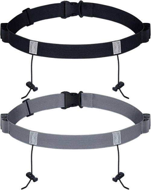 JOVITEC Race Number Belt - 2 Pack with 6 Gel Loops for Running, Cycling & Triathlon Events