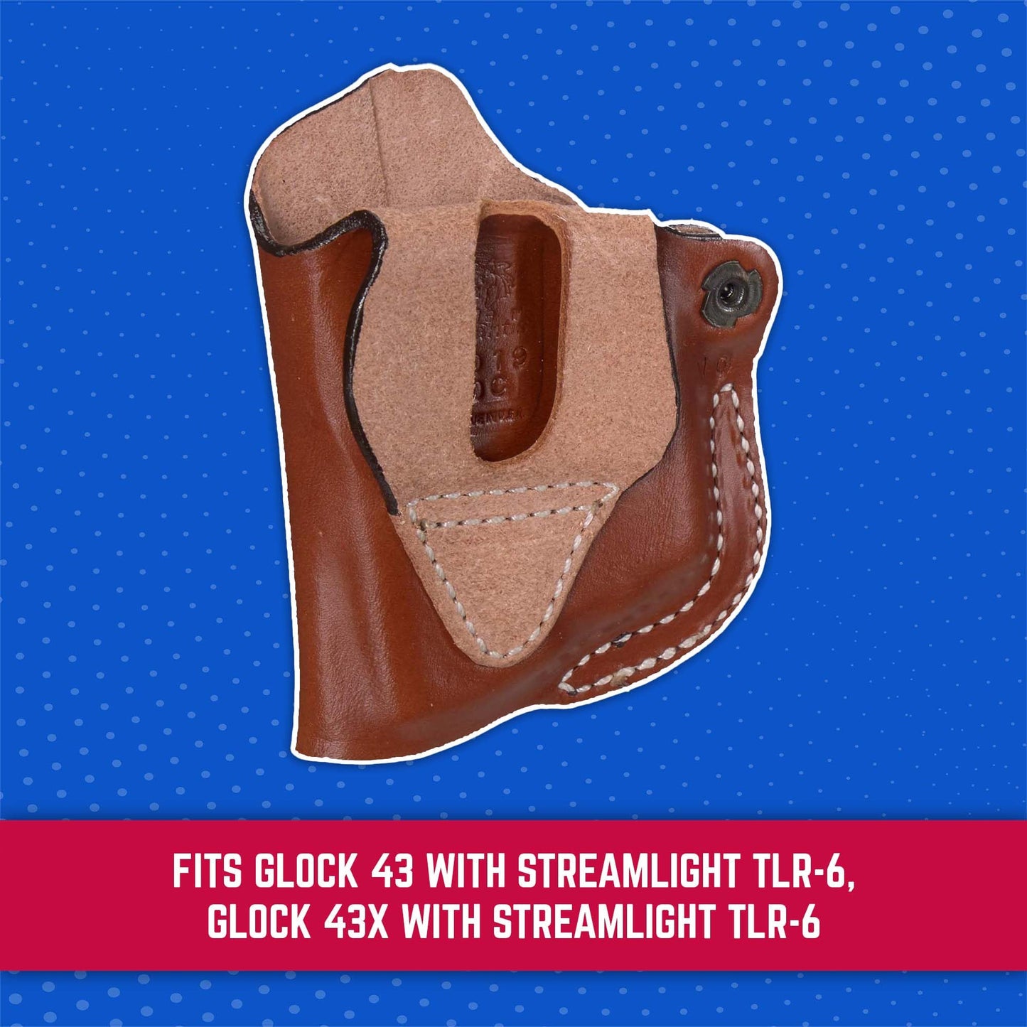 DeSantis Mini Scabbard OWB Gun Holster - Leather Adjustable Belt Holster for Pistols, Secure Grip, Fits the Glock 43 w/Streamlight TLR-6, Glock 43X w/Streamlight TLR-6 - Right Hand Draw, Tan