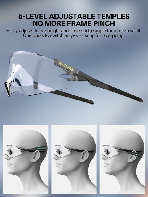 KAPVOE K410 Cycling Glasses, Photochromic Sports Sunglasses for Men and Women, UV400 TR90 Frame, Adjustable Temples, Includes Bike Bag, Mountain Bike Glasses for Outdoor Riding