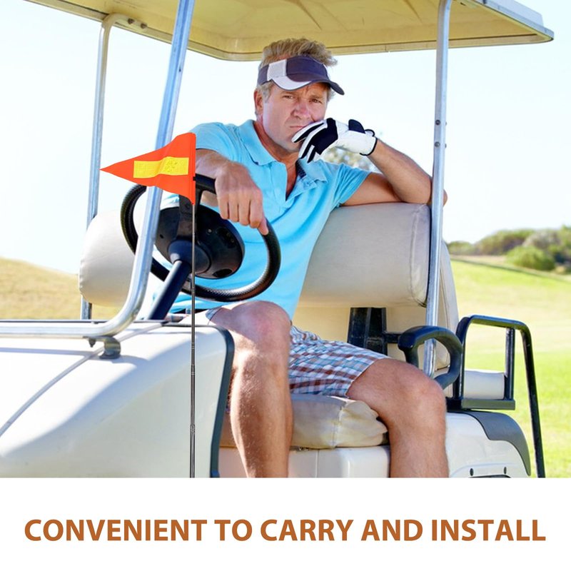 OUNONA Reflective Golf Cart Safety Flag Telescopic Triangle Flag Pole Adjustable for Wheelchair Mobility Scooter High Visibility Safety 20.47X11.81 Inches
