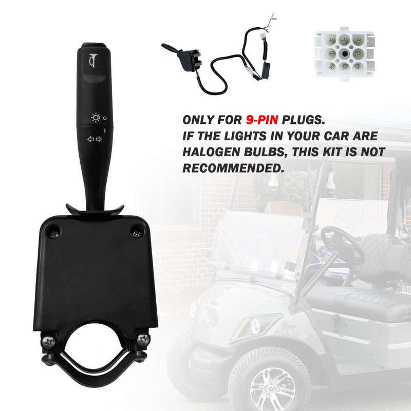 Orle Oko Golf Cart Turn Signal Kit for Yamaha,9-Pin Plug Upgrade Wiring Harness Kit with Horn Brake Light Switch,12V Plug and Play Time Delay Brake