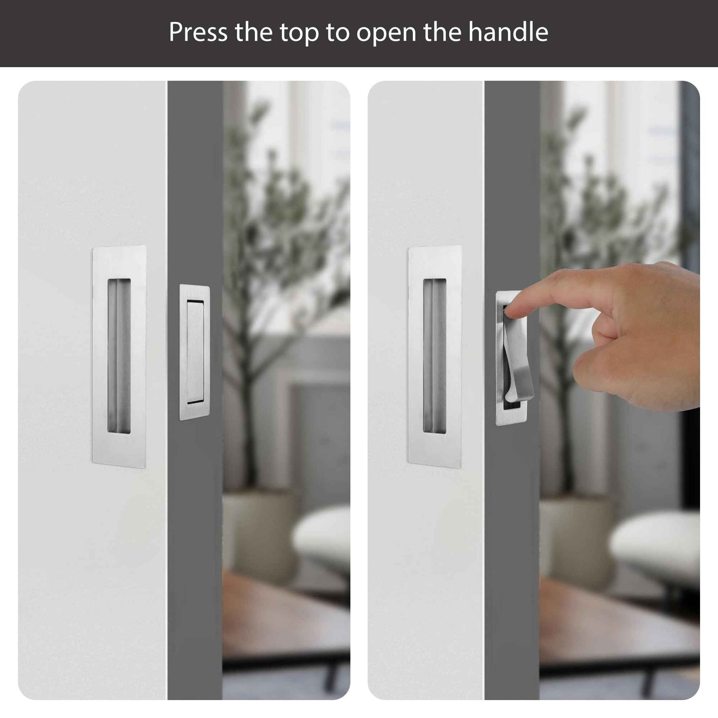 Malimali Pocket Door Pull and Edge Set, Stainless Steel Hardware Recessed Handle, Sliding Door Finger Flush Pull (Brushed Steel, 3 Pack)