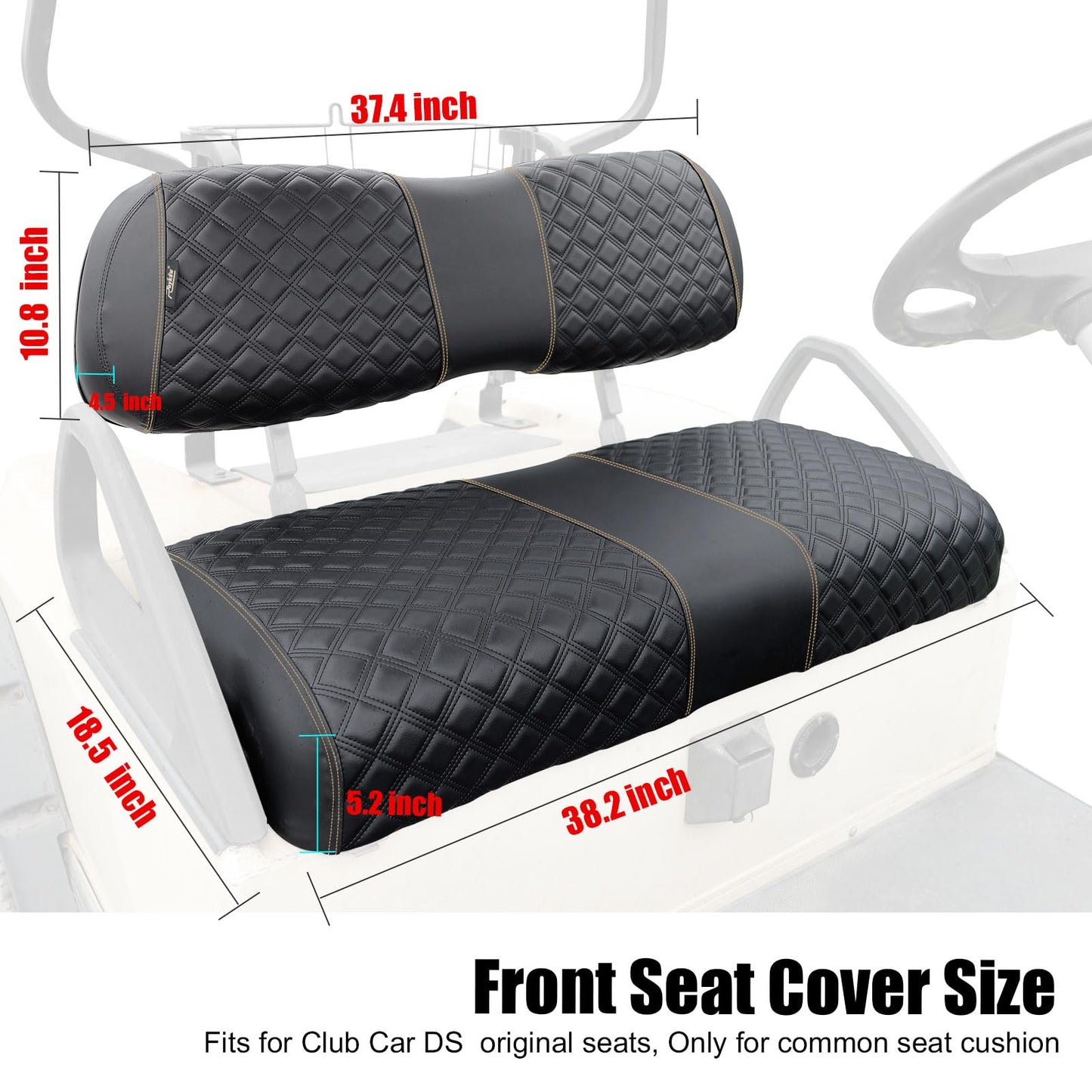 Roykaw Golf Cart Seat Covers Kit Fit for Club Car DS OEM Ordinary Seat Cushion, Marine Grade Vinyl Material/More Sturdy and Comfortable, Breathable & Easy to Clean, Well Made Quality