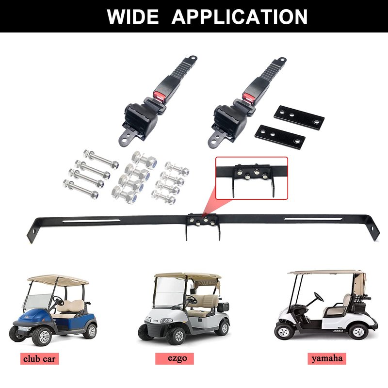 AIWEILUCK Golf Cart Retractable 2 Passenger 42" Seat Belts with Belt Bracket Kit for Yamaha Club Car DS Precedent EZGO TXT RXV