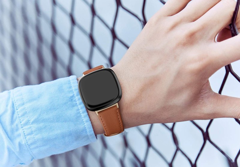 EDIMENS Leather Bands Compatible for Fitbit Versa 3 / Fitbit Versa 4 / Fitbit Sense for Women Men, Genuine Leather Bands Replacement Wristbands Straps Compatible with Versa 3 / Versa 4 / Sense