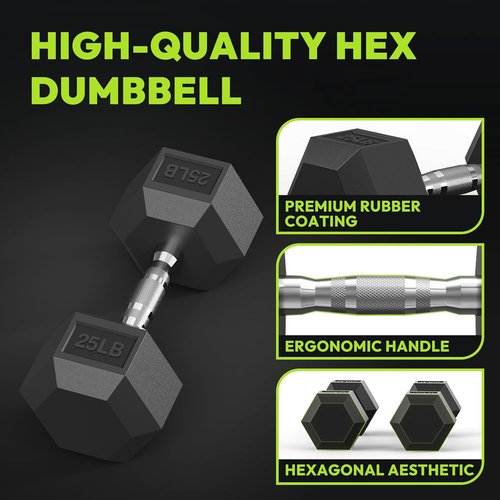 HANDBODE Hex Dumbbell Set - 300-840 lb Rubber Coated Weights with Heavy Duty Rack | Home Gym Strength Training Equipment