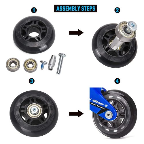 Still Awake Inline Skate Axle Spacer Screw Replacement, Aluminum Alloy Skate Wheel Bearing Spacer, Roller Skate Replacement Accessories with Axle & Axles Screws & Wrench