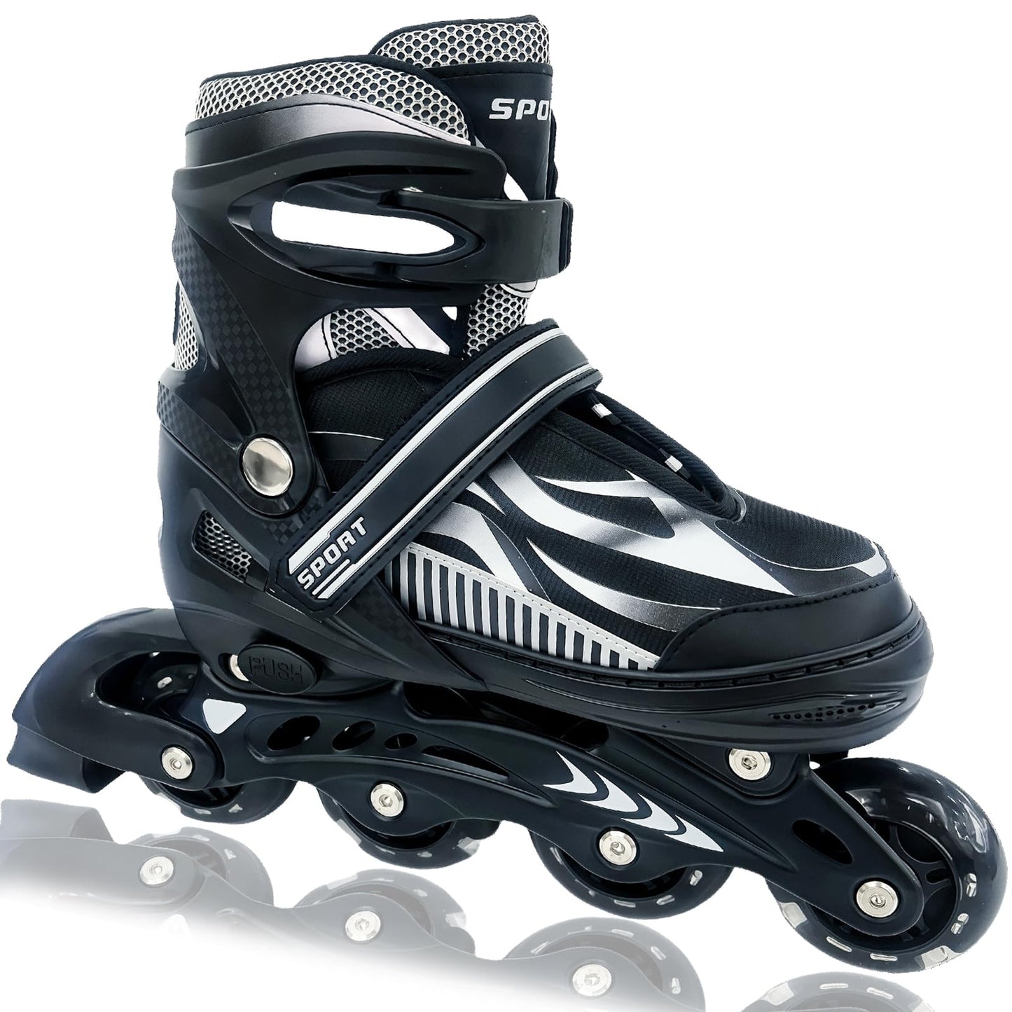 Adjustable Inline Skates for Kids and Teens Ages 4-16, All 8 Wheels of Inline Roller Skates Light Up, Safe and Fun Illuminating for Outdoor Indoor Sports