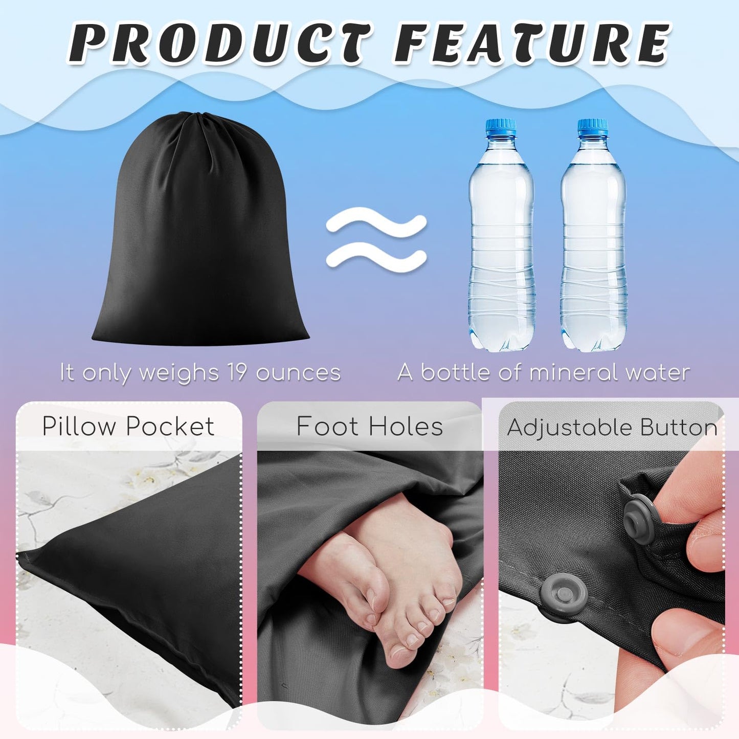 Irenare Self Tan Sleep Sack Reusable Body Self Tanners Lightweight Breathable Tanning Sleeping Sack for Bed Travel Sleeping Bag(Black)