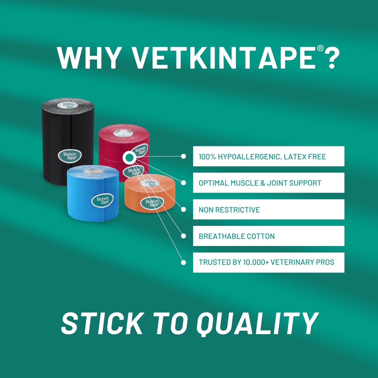 VetkinTape® Veterinary Kinesiology Tape Blue | Kinesiology Tape for Horses & Dogs | Equine & Canine Kinesiotape | Latex Free and Quality Mark Certified Ktape | 4 inch | Pack of 1 Roll