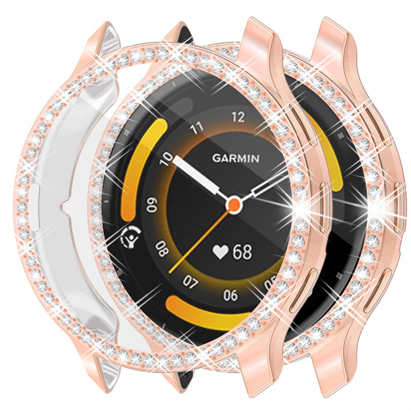 HXFRTYU 8 Pack Bling Case for Garmin Venu 3S 41MM Screen Protector, Glitter Diamond Protective Cover Shining Rhinestone TPU Bumper with Tempered Glass Film for Women
