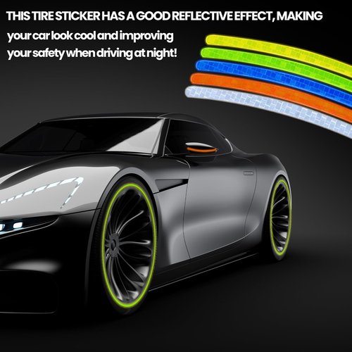 40 Pcs Reflective Wheel Rims Strip Sticker, Car Wheel Decorative Stripe Stickers, Night Safety Warning Stickers, Reflective Decoration Strips for Car Motorcycle Bicycles