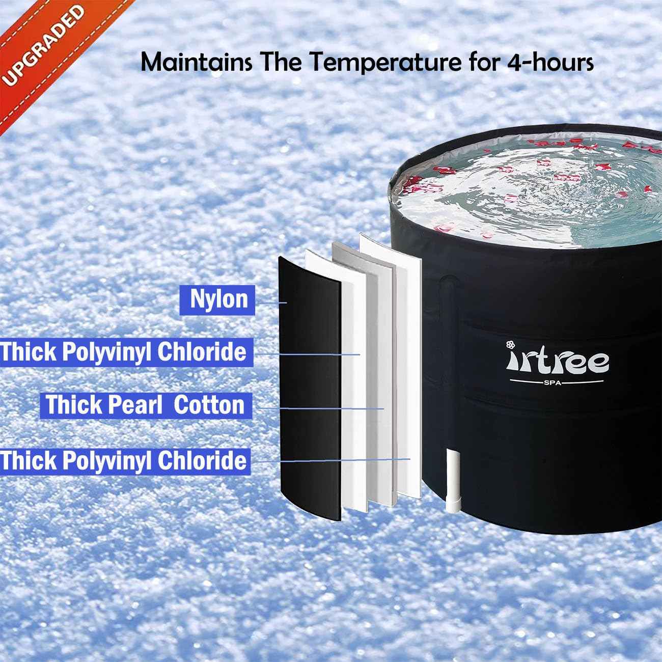 Portable Bathtub Adult Soaking Tub Folding Shower Cold Plunge Tub Cold Plunge Barrel Bath Tub Shower Tub (Dia 29.5" x H 27.5")