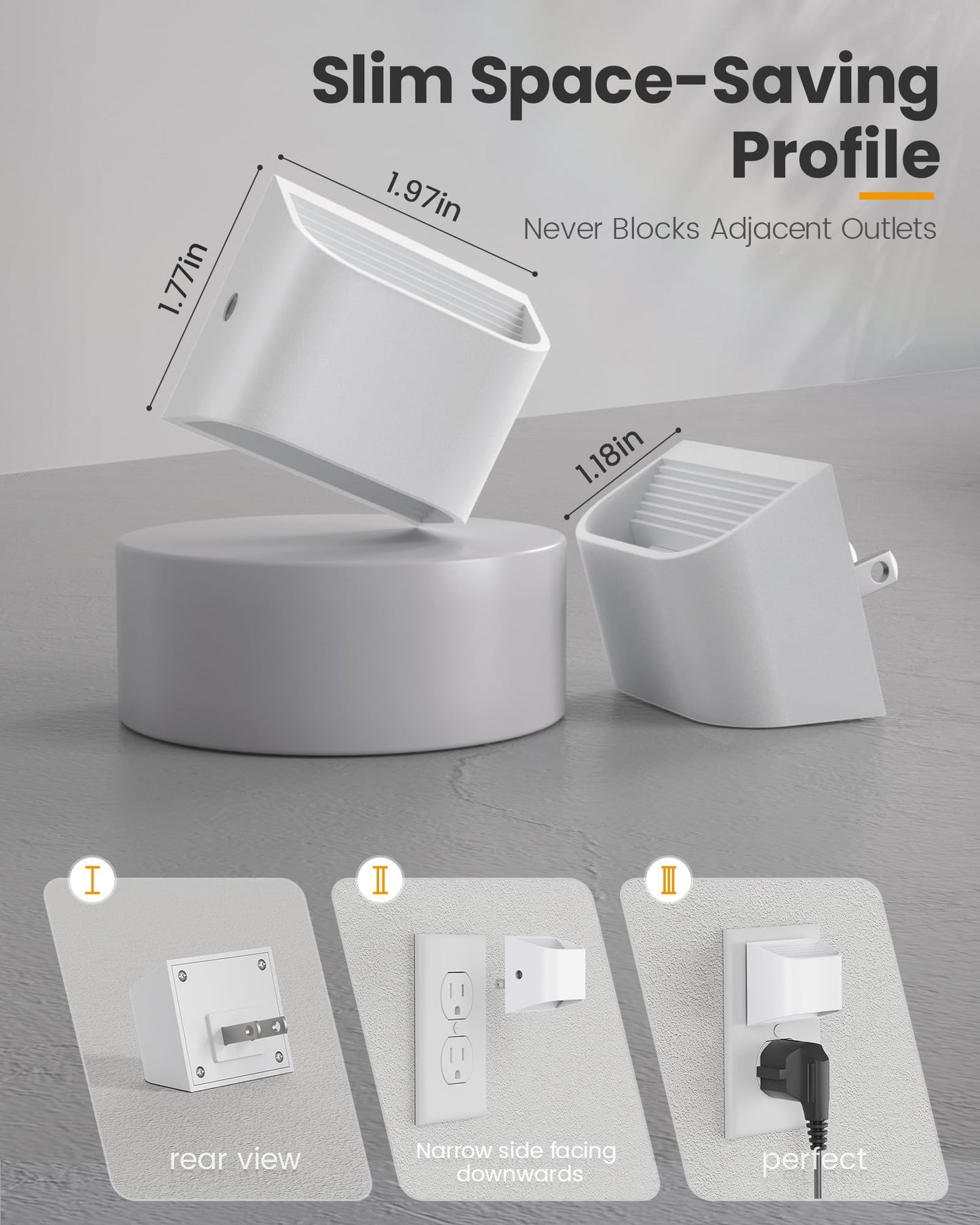 NIORSUN Plug in Night Light, Auto Brightness Sensor Night Light, 3000K Warm White, Ultra-Slim Wall Light for Hallway Bathroom Bedroom Stairs, White, 2 Pack