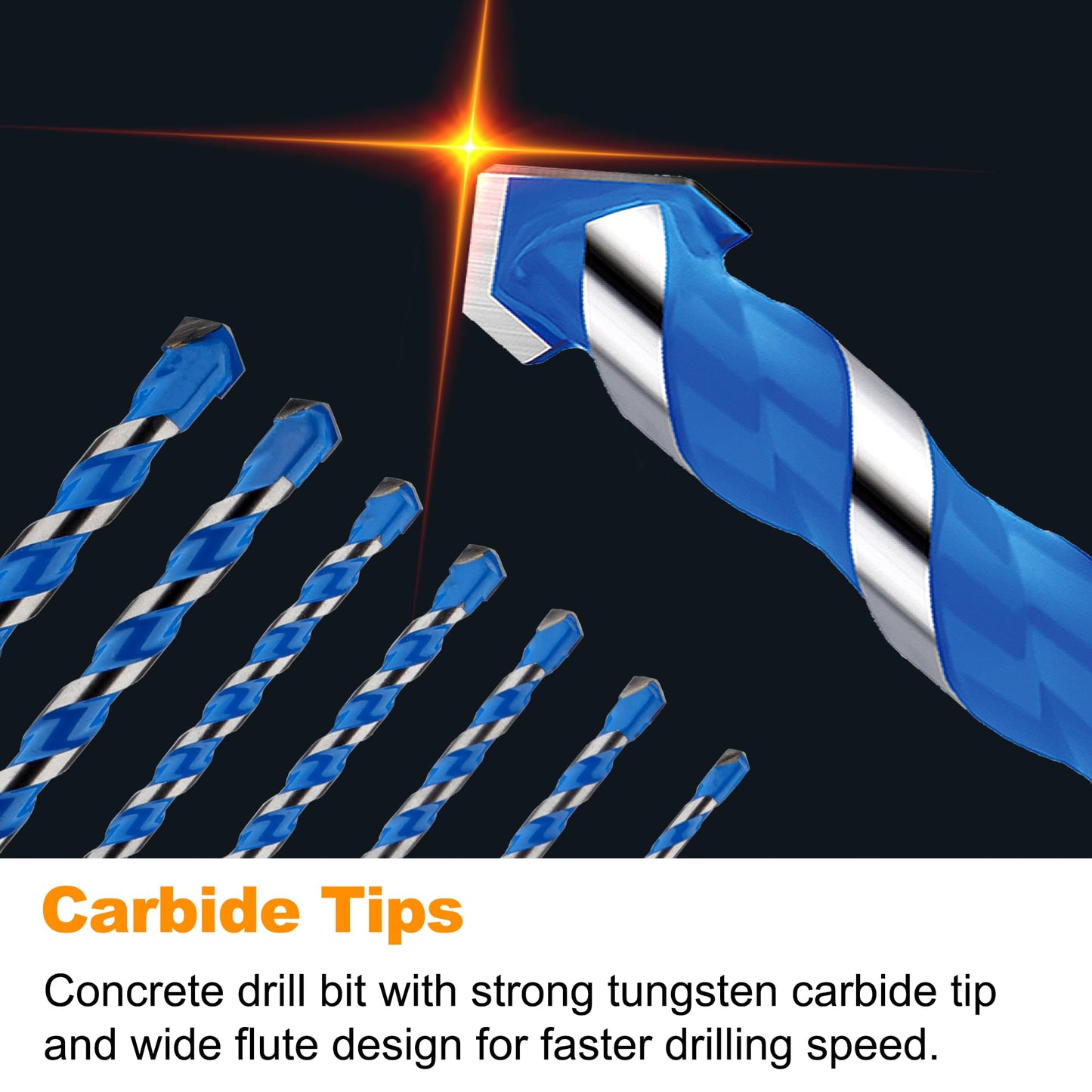 Concrete Drill Bit Set & Masonry Drill Bit Set, Professional Carbide Drill Bits Tip (7 PCS) for Glass/Brick/Plastic/Cement/Tile, 5/32"-3/8" by TITGGI