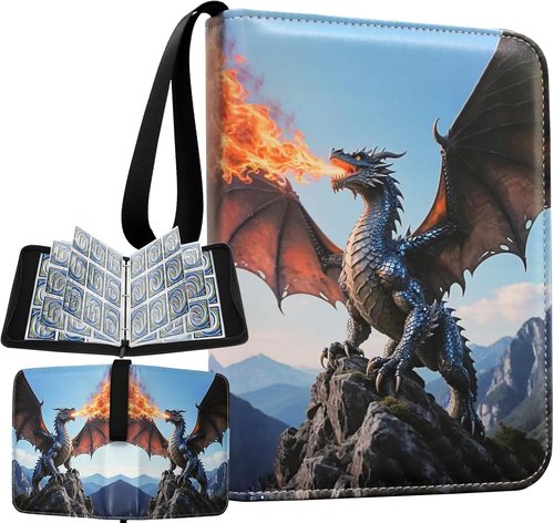 Charizard Trading Card Binder - Deluxe 9-Pocket Zipper Album with 50 Sleeves | Perfect for TCG & Sports Collectors
