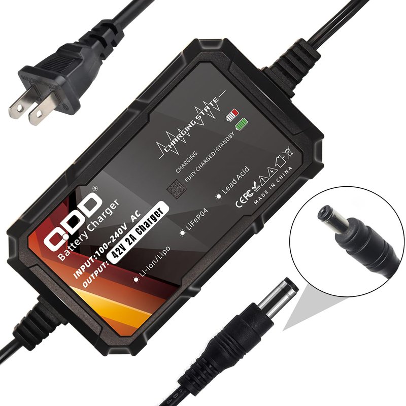 QDD 42V 2A Charger with DC5.5 * 2.1mm Connector for 10S 36V Lithium Battery Pack