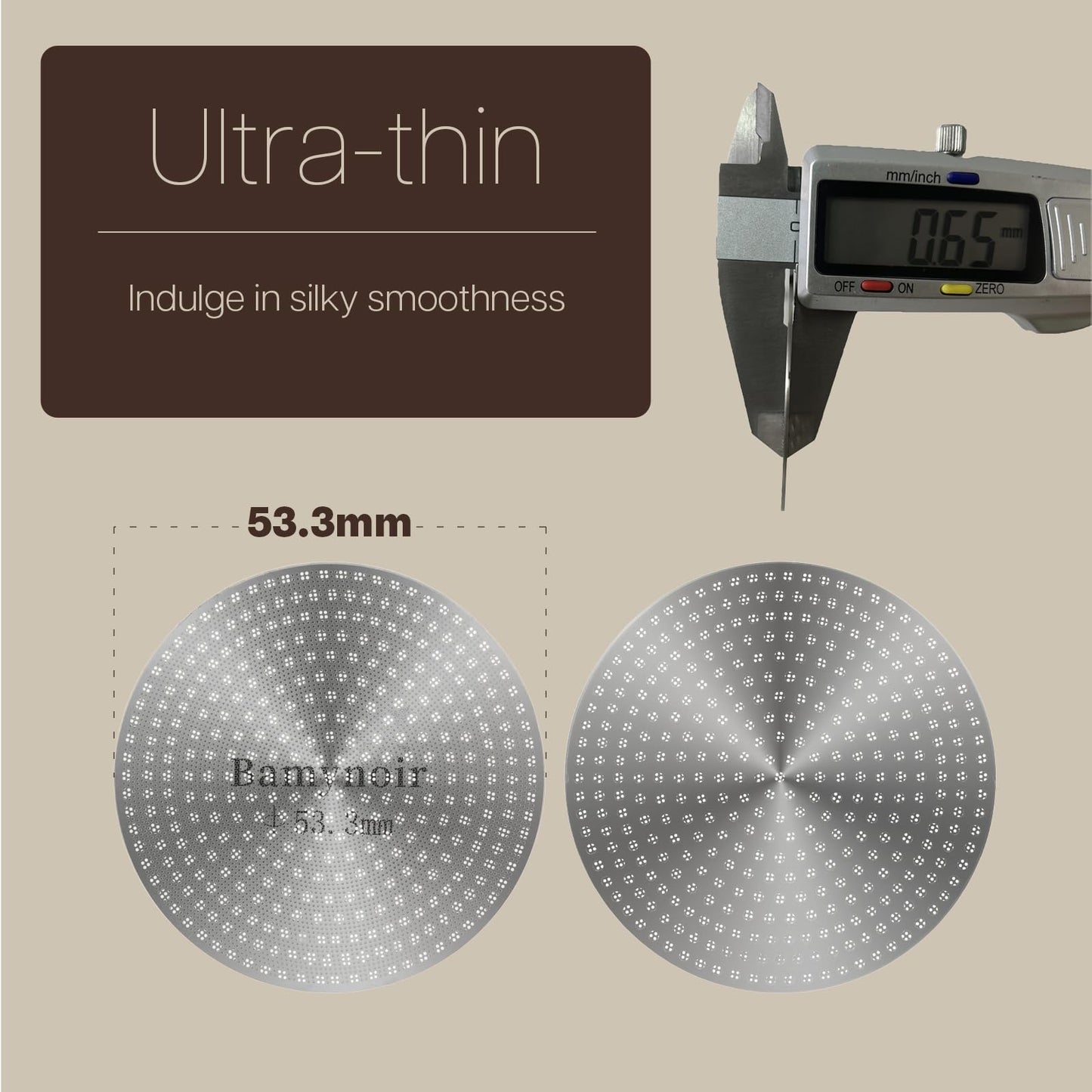 Bamynoir Espresso Puck Screen,53.3mm Puck Screen Compatible With Breville Portafilter 54mm,Mesh Plate For Espresso Coffee Filter Basket,0.65mm Thickness,150μm,Stainless Steel (1 Packs 53.3mm)