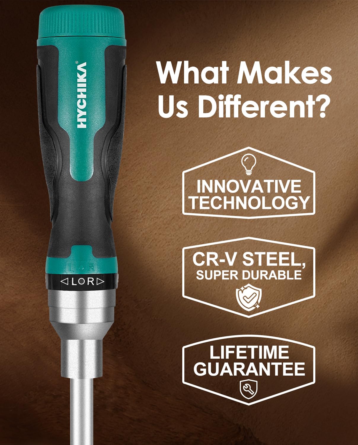 HYCHIKA Ratcheting Screwdriver 16-in-1, Magnetic Ratchet Screwdriver Set, Screw Driver Multi Bit All in One with Phillips, Slotted, Torx, Square, Hex bit and Double End Nut Driver