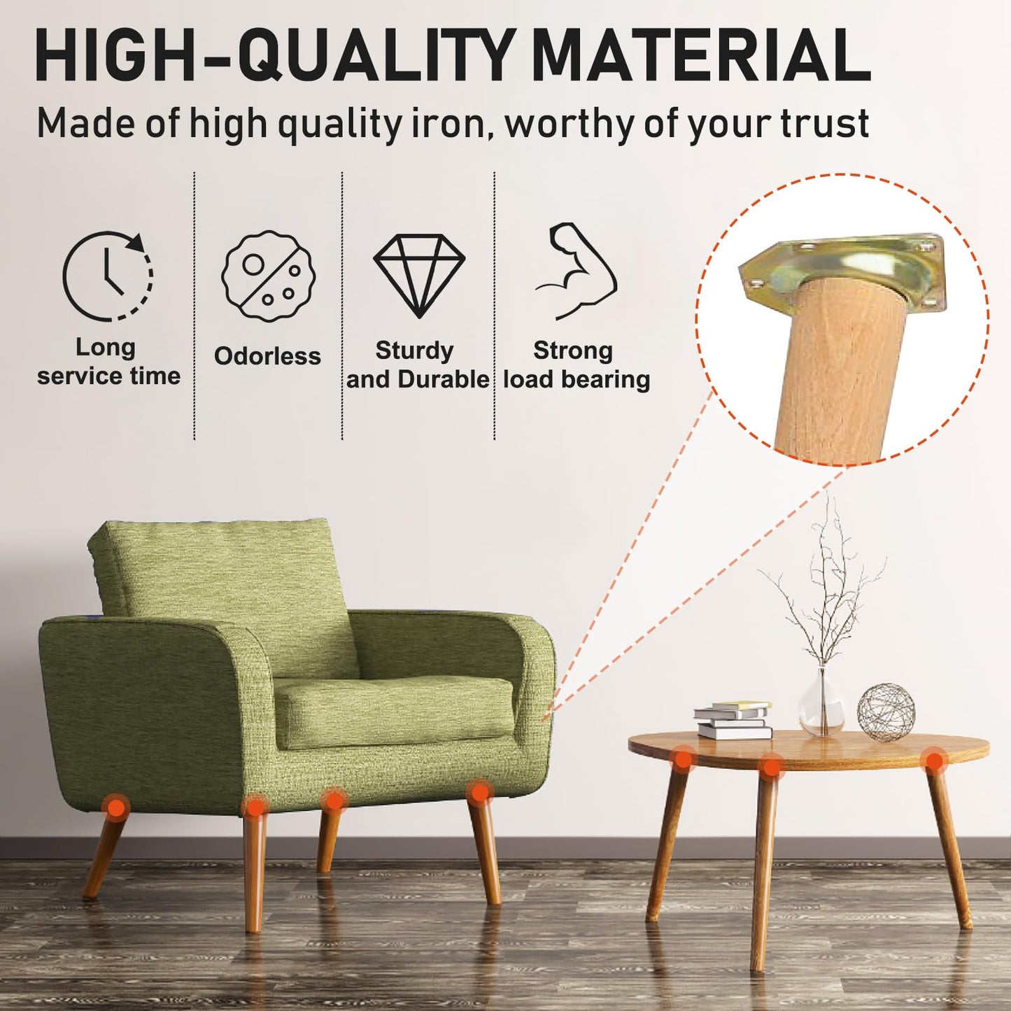 HUTLON Leg Mounting Plates, Furniture Leg Attachment Plates, 12 Degree Angled Metal Table Leg Mounting Hardware, Furniture Leg Mounting Brackets Industrial Strength T-Plate, 4 Pack