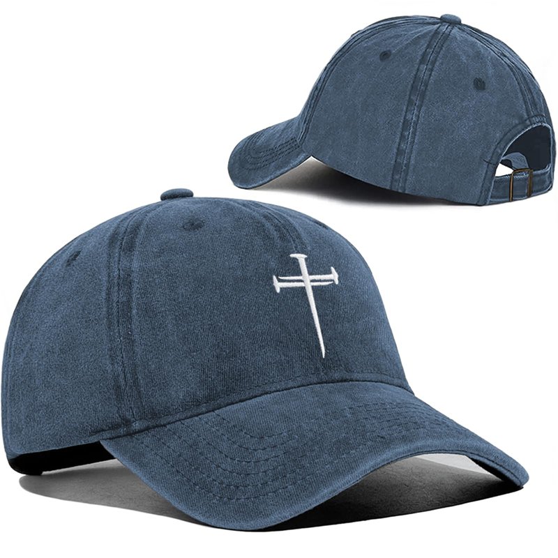 Christan Jesus Cross Baseball Cap Embroidered Dad Hat Adjustable Fashion Hats for Men Women Polo Trucker Unisex Style Headwear(Navy Blue)