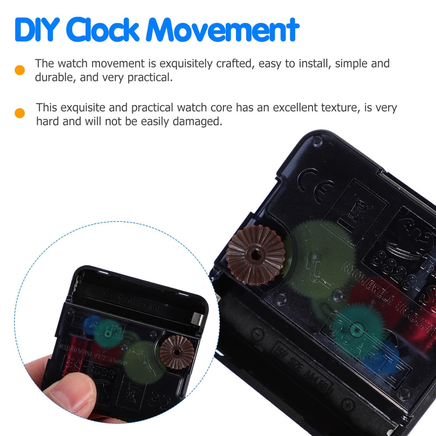 Clock Movement Mechanism Kit with Long Spade Hands, Silent Quartz DIY Wall Clock Movement Non-Ticking Repair Parts Replacement Kit,Quartz Clock Motor Kit for Custom Repair Clock