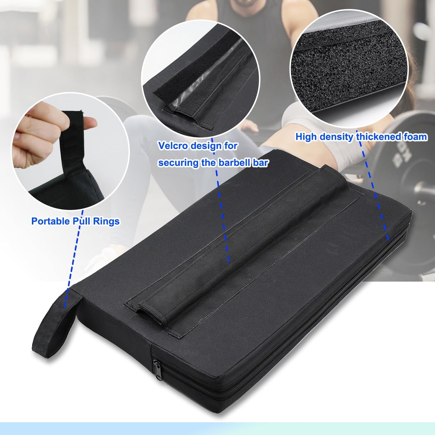 Square Hip Thrust Pad - Extra Thick Barbell Pad for Glute Bridges | Non-Slip Heavy Duty Support
