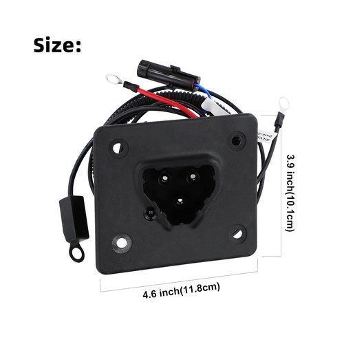 Roykaw Golf Cart 48 Volts Charger Receptacle Delta-Q Charger Socket with Wires for EZGO RXV TXT 2008-Up and 2Five 2010-Up Electric Golf Cart, 3-Prong Charging Port, OEM# 602529,613304
