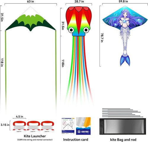 Forest Kites | Easy-to-Fly Beach Kites for Kids & Adults | Includes 328ft String - Fun Gift for Ages 4-8