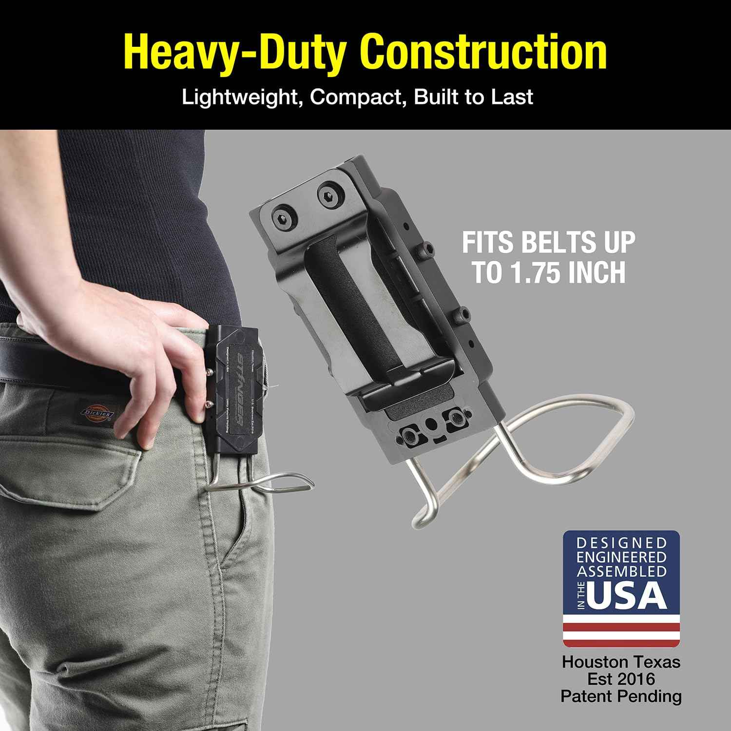 Stinger Magnetic Clip on Tool Hammer Holder for Belt, Strong Magnets Belt Clip Holster for Any Magnetic Tools and Hardware Holds Hammer, Wrench, Pliers, Screws, Nails, Drill Bit, Screw Driver