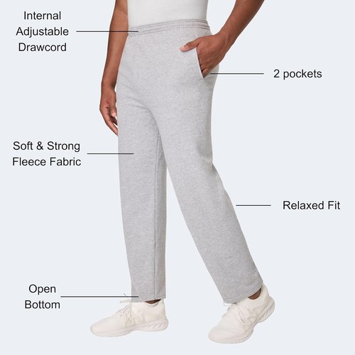 Hanes EcoSmart Men's Sweatpants - Comfortable Athletic Lounge Pants with Pockets | Open Hem Fleece