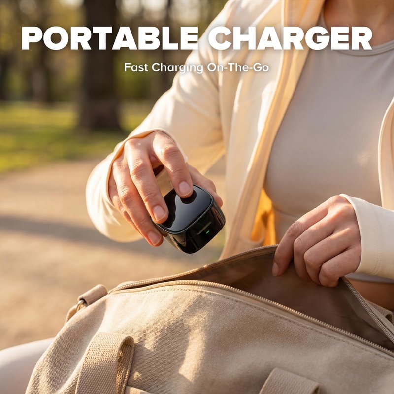 Wireless Charging Case Compatible with Ou-ra Ring Gen 4 Charger, 600mAh Portable Travel Ring Charger Fast Charging Dock with USB-C Cable (Size 8-Black)