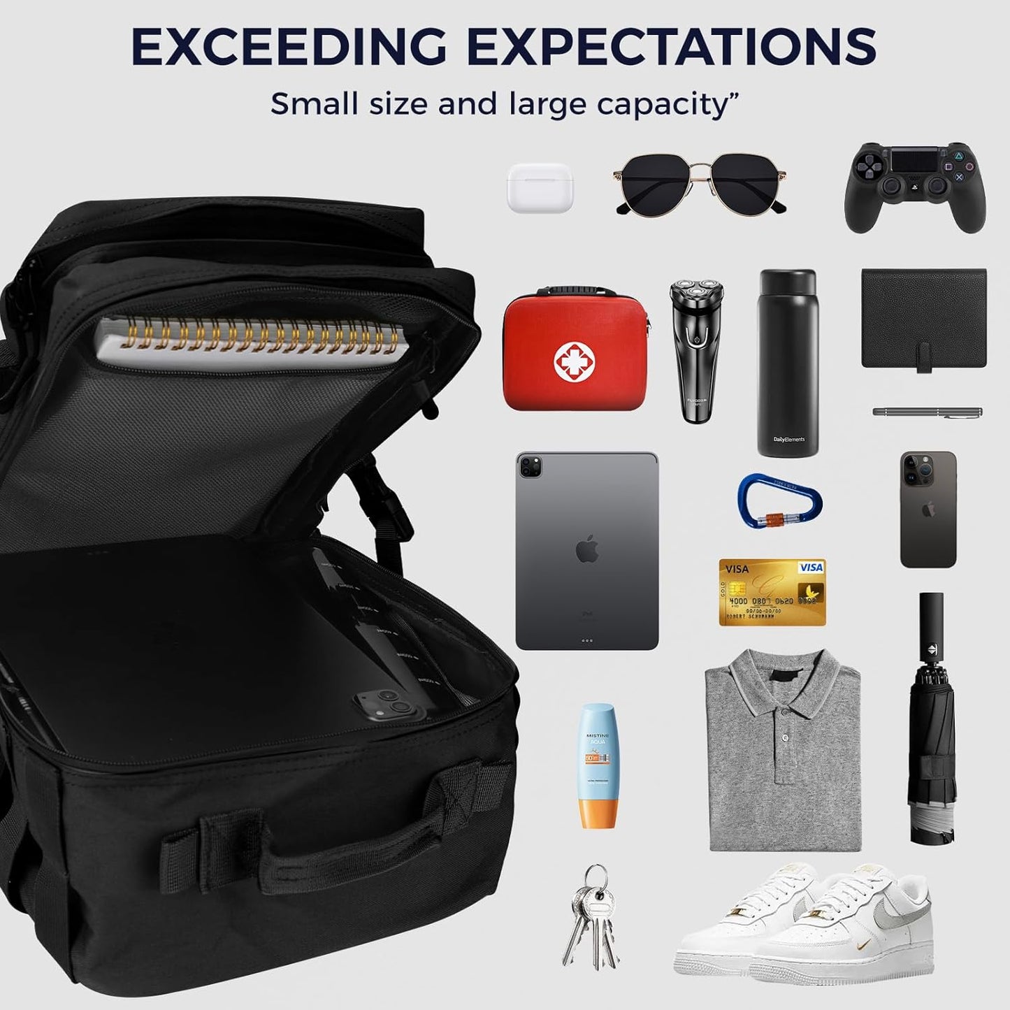 Skiennix 9L Mini Tactical Backpack - Versatile Military Gym Bag for Men & Women | Black Molle Daypack