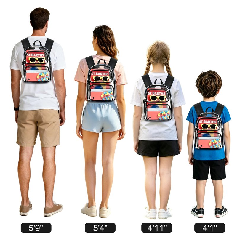 MAY TREE Clear Backpack Stadium Approved, 12x10x6 Inches Small Clear Bag with Padded Straps for Stadium Events, Concert, and Work, Black