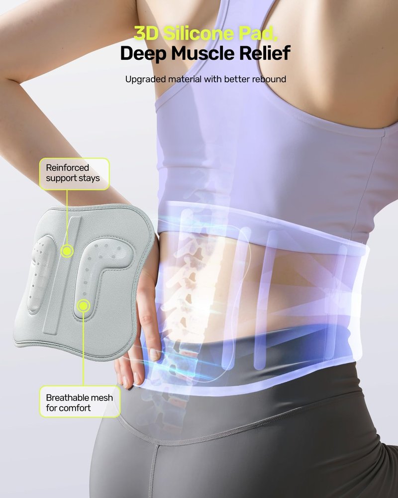 Rakiie Back Brace for Lower Back Pain Women with 9X Support System, Ergonomic Lumbar Support for Pain Relief, Breathable Mesh Design with 3D Silicone Pad for Sciatica, Purple Size M (Waist: 32.3"-39.8")