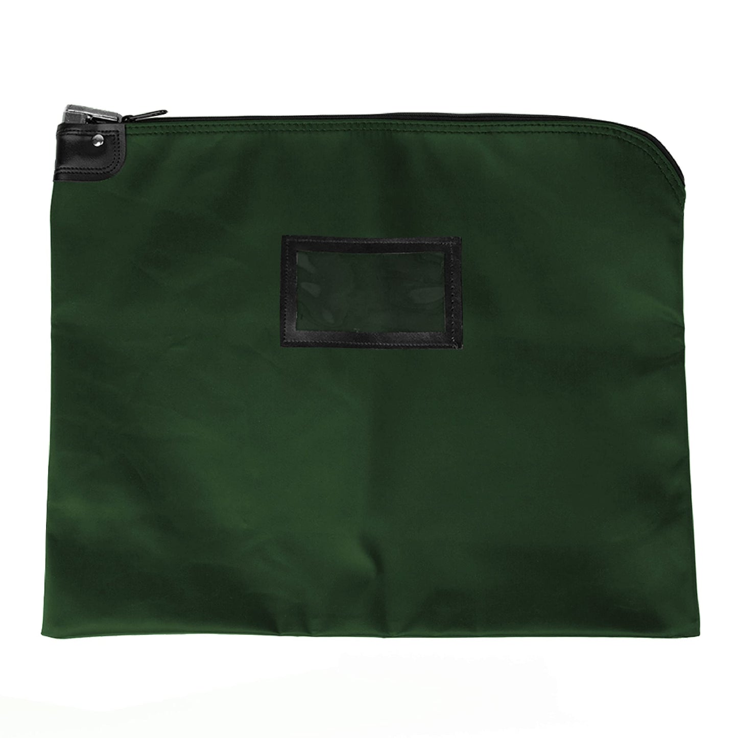 BankSupplies HIPAA Locking Courier Bags - Forest Green - 19W x 15H - Durable Laminated Nylon Fabric - Metal Pop Up Lock - For Money, Coins, Currency, Checks, & Documents