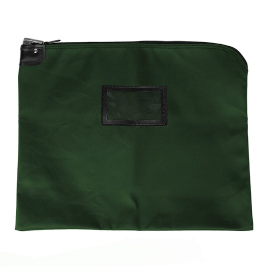 BankSupplies HIPAA Locking Courier Bags - Forest Green - 19W x 15H - Durable Laminated Nylon Fabric - Metal Pop Up Lock - For Money, Coins, Currency, Checks, & Documents